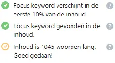 RankMath aantal woorden