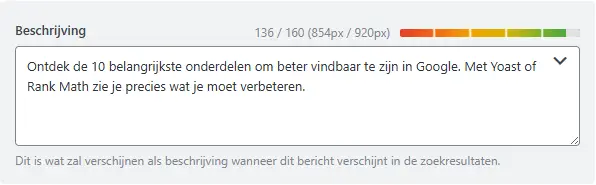 Meta-beschrijving aanpassen in RankMath