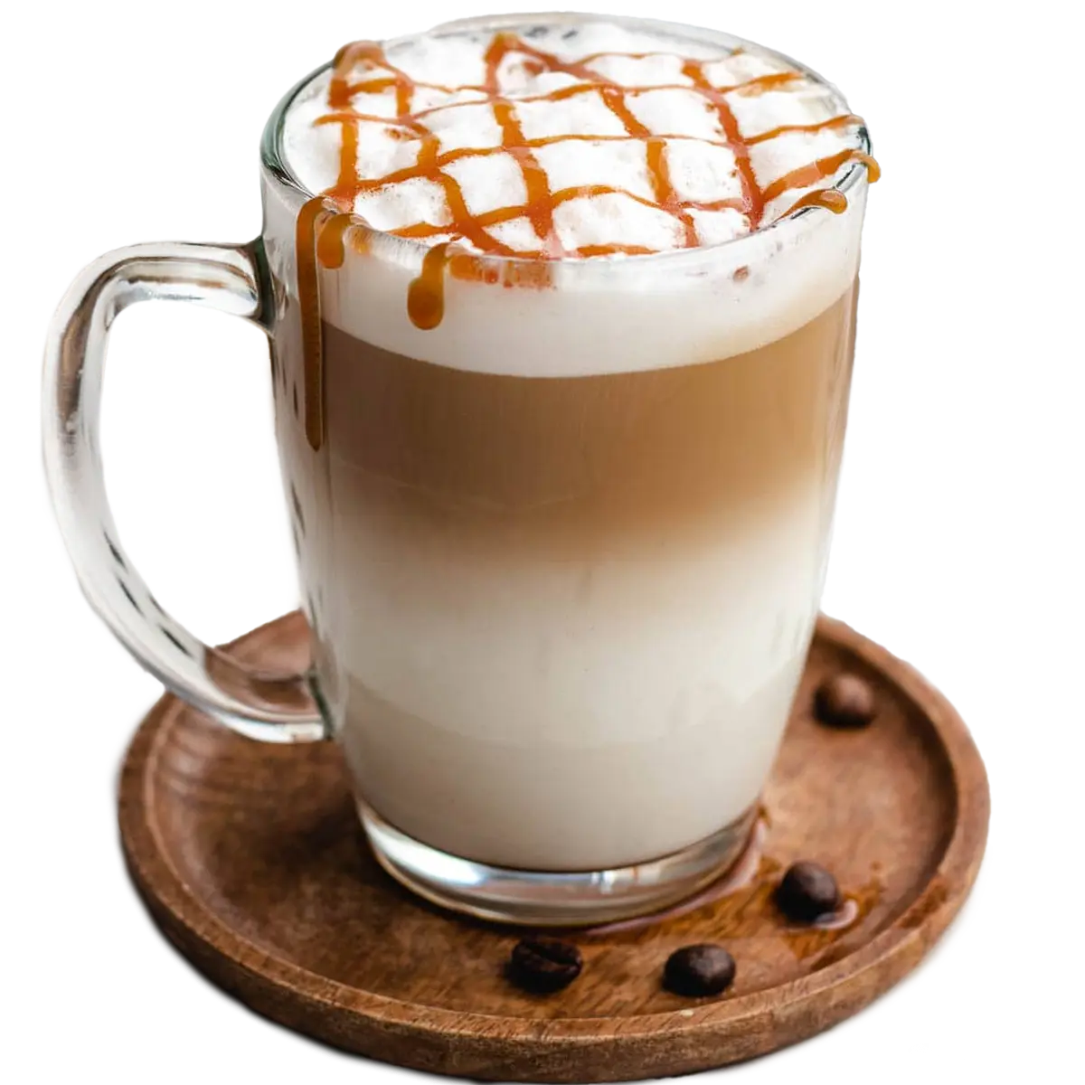 Latte machiatto met koffiebonen