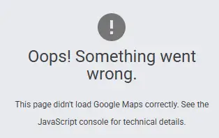 Een typische foutmelding als de plugin Google Maps niet goed laadt.